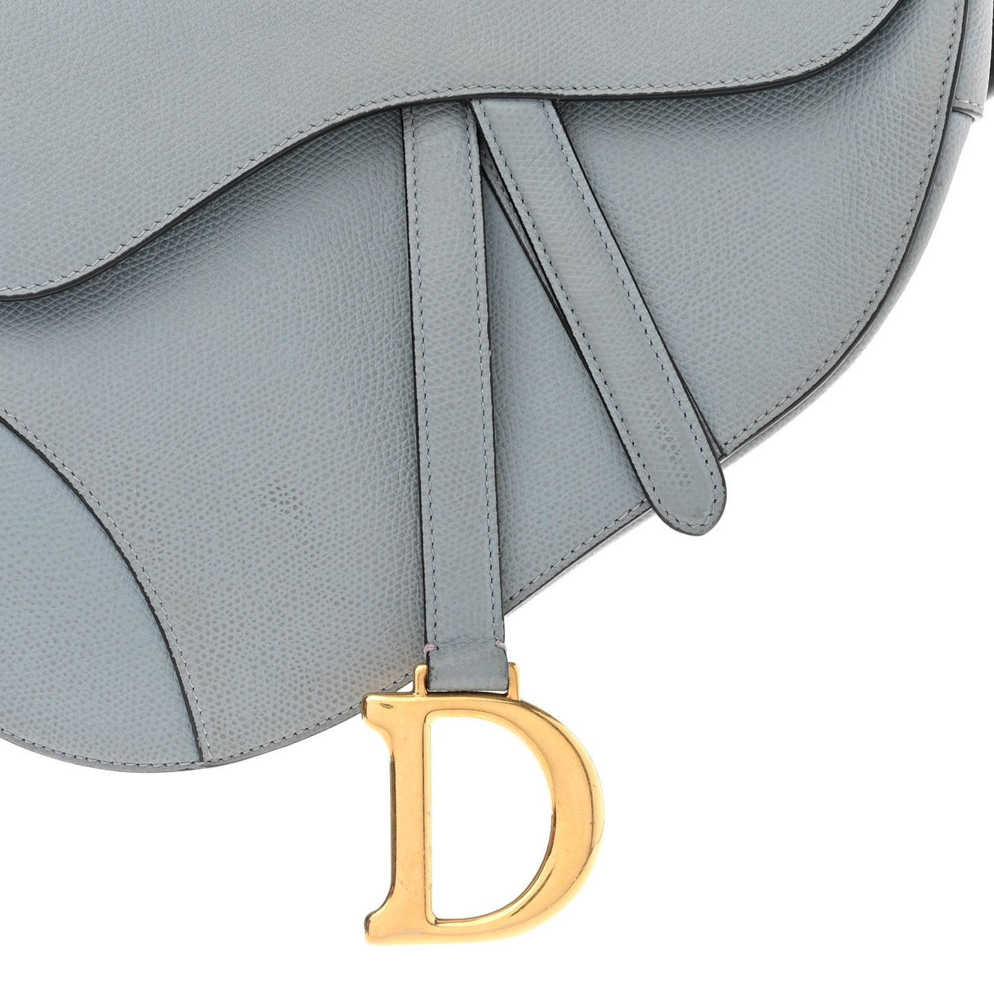 Grained Calfskin Saddle Bag Grey Stone