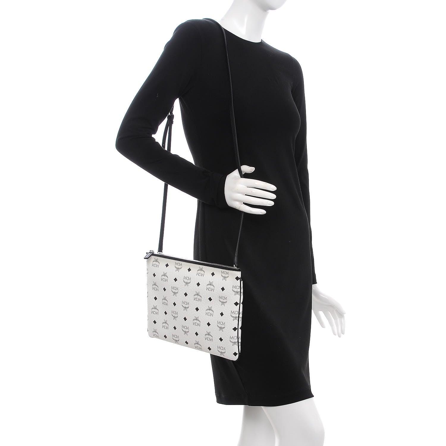 MCM Visetos Large Crossbody Black White 2 of 15