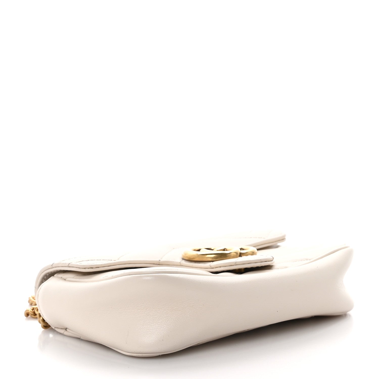 Gucci Calfskin Matelasse Super Mini GG Marmont Shoulder Bag White 4 of 10