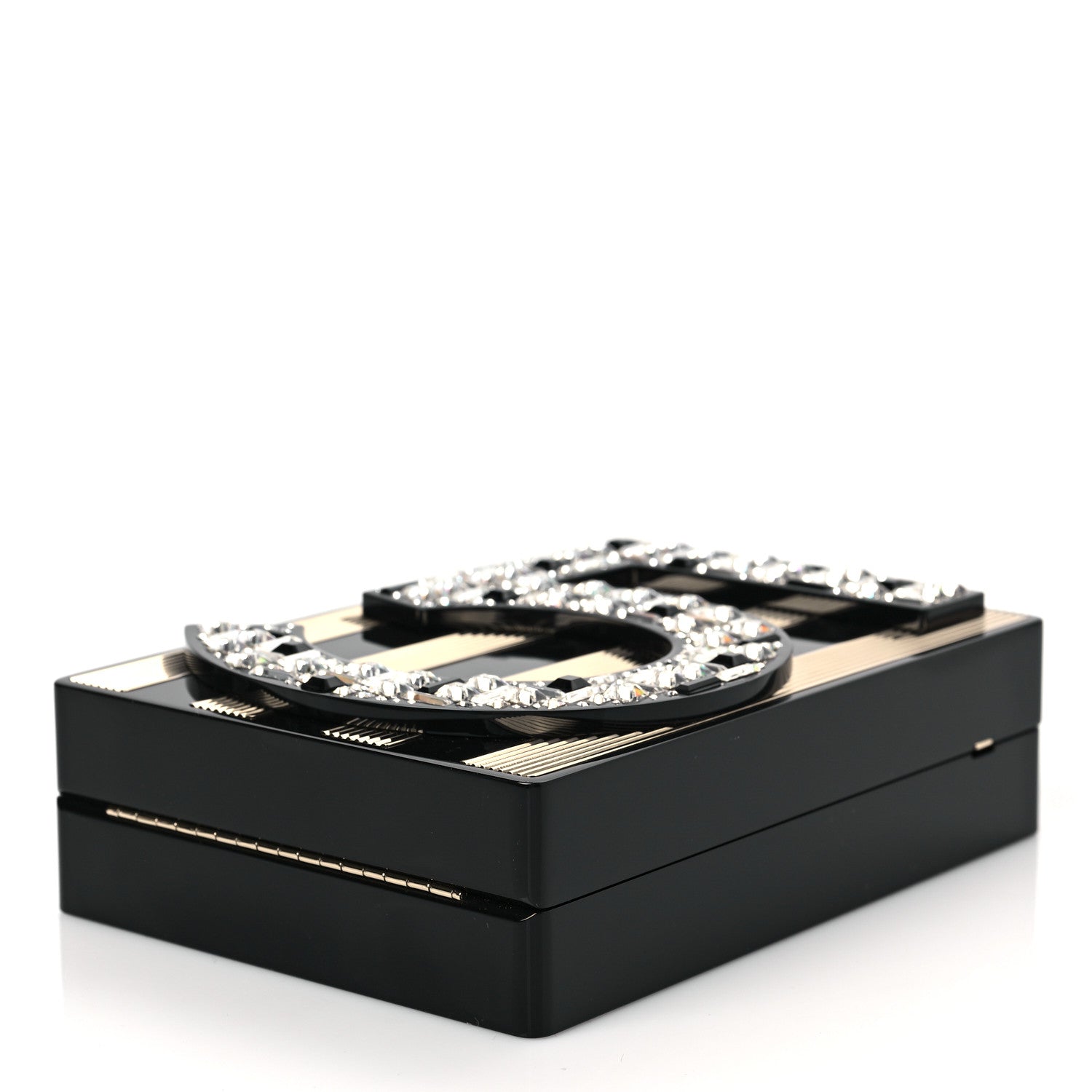 Chanel Plexiglass Strass Mosaic No 5 Minaudière Clutch Black Gold 7 of 7