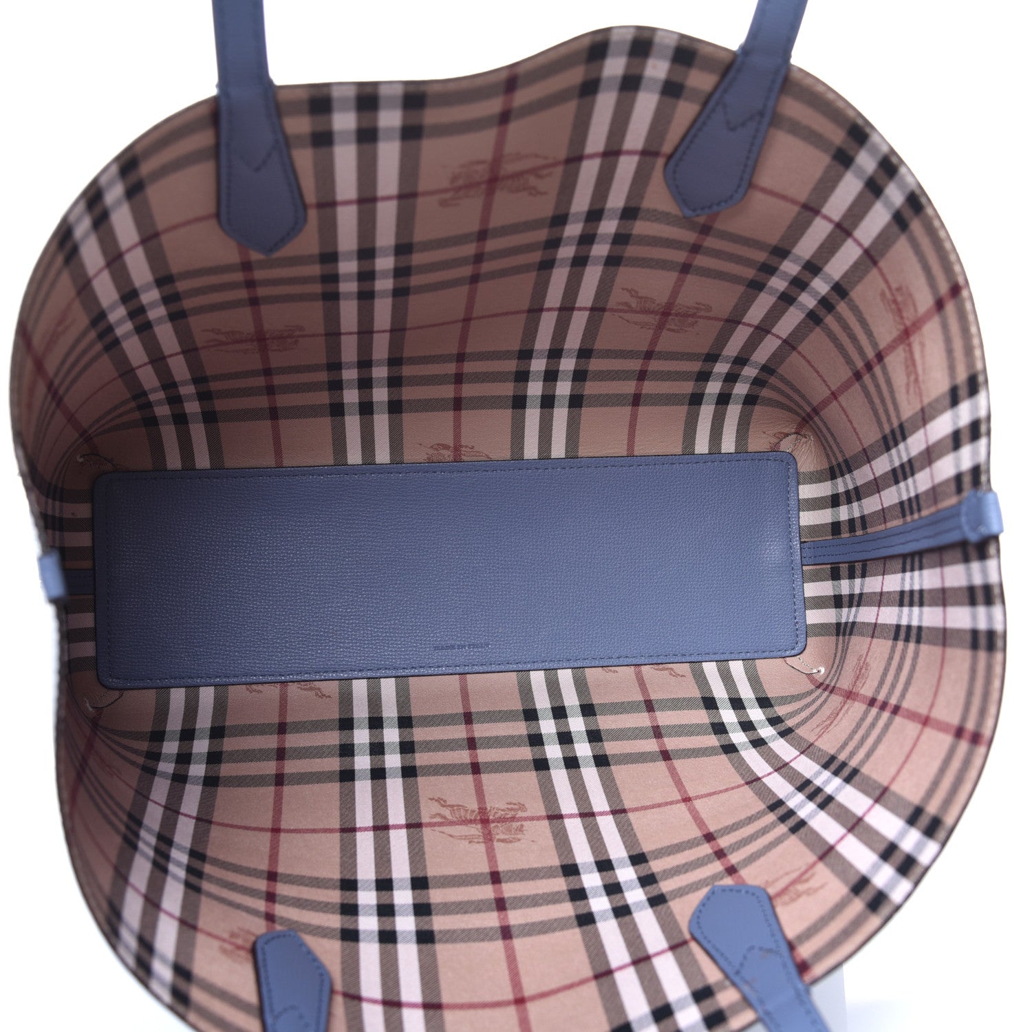 Burberry Calfskin Haymarket Check Medium Reversible Tote Blue 9 of 15