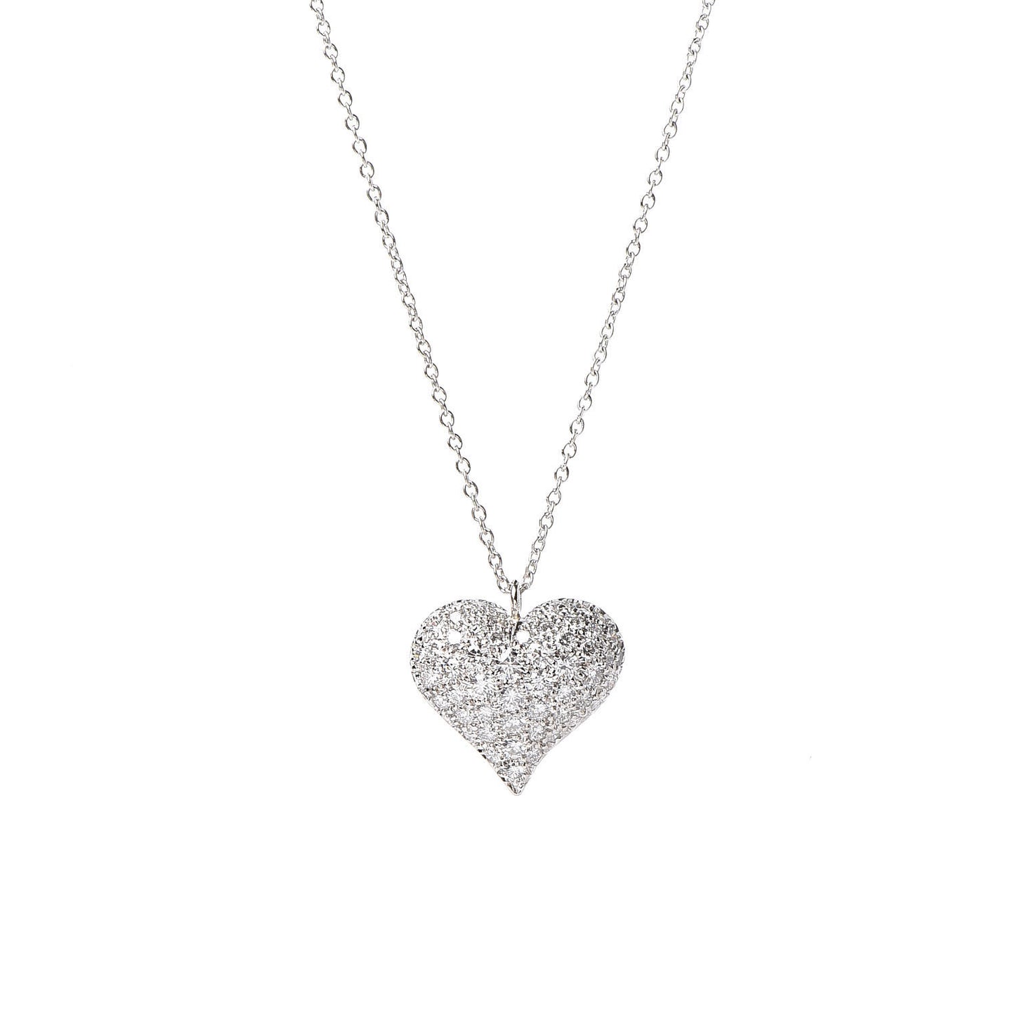 Platinum Diamond Heart Pave Pendant Necklace