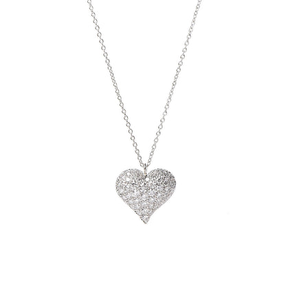Tiffany Platinum Diamond Heart Pave Pendant Necklace 4 of 6