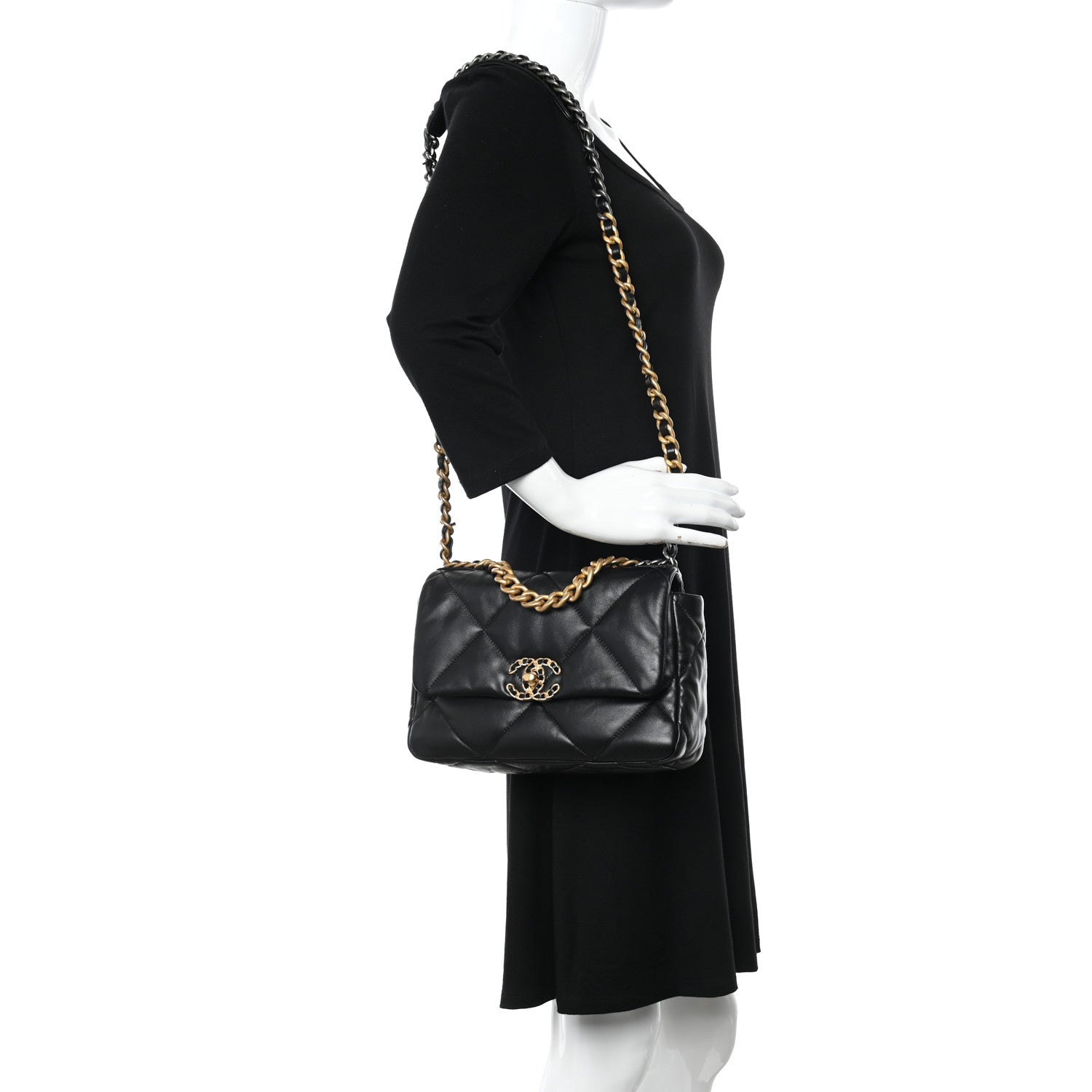 Chanel Goatskin Quilted Medium Chanel 19 Flap Black 2 of 10