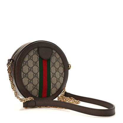 Gucci GG Supreme Monogram Web Mini Ophidia Round Shoulder Bag Brown 3 of 12