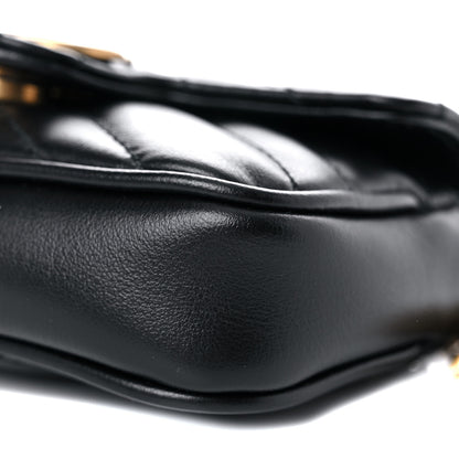 Gucci Calfskin Matelasse GG Marmont 2.0 Coin Purse On A Chain Black 9 of 10