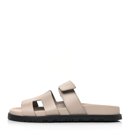 Hermes Calfskin Womens Chypre Sandals 37 Beige Mastic 1 of 9