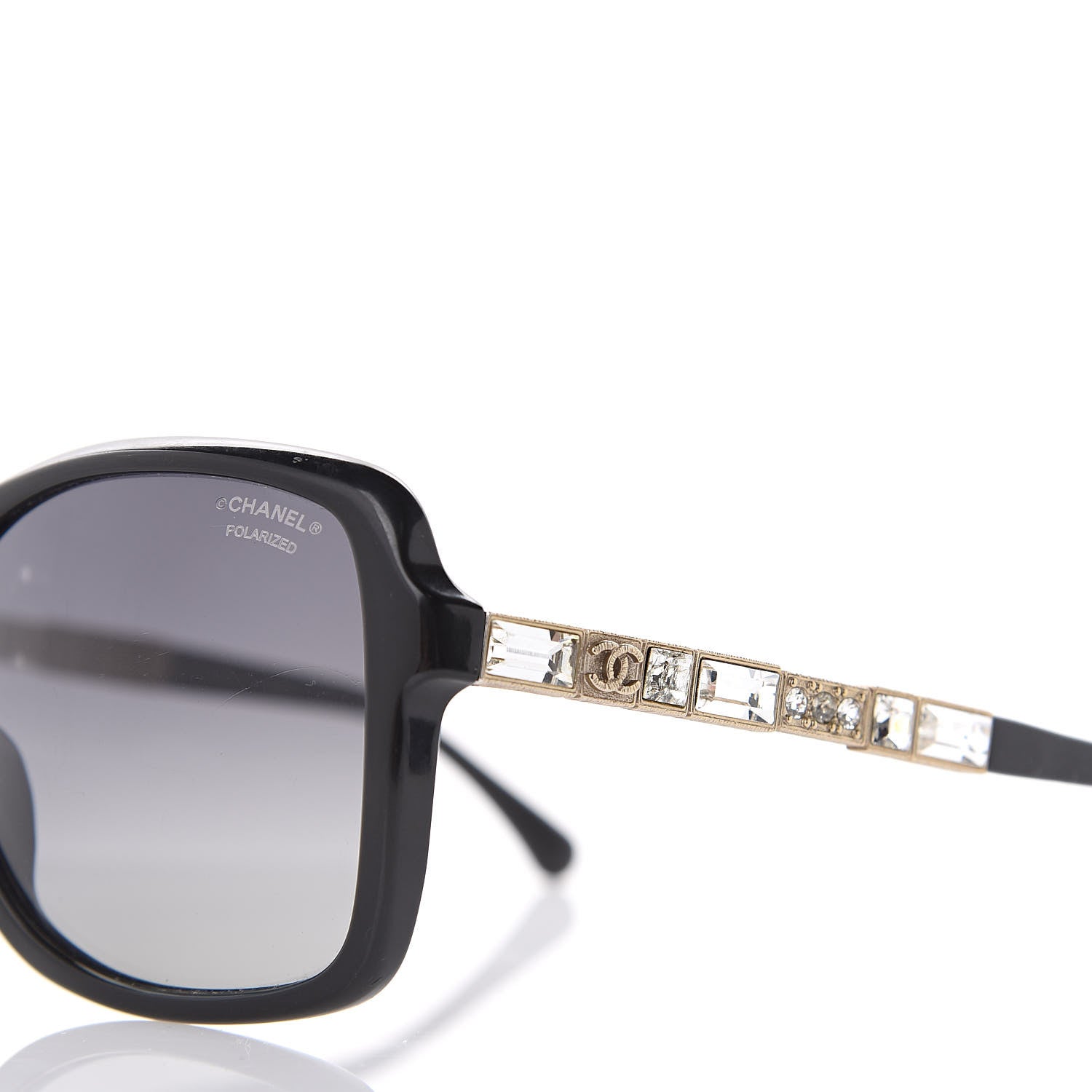 Chanel Crystal Baguette Polarized Square Sunglasses 5308-B Black 7 of 11