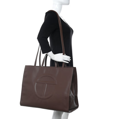 Telfar Vegan Leather Large Shopping Bag Chocolate 2 of 11