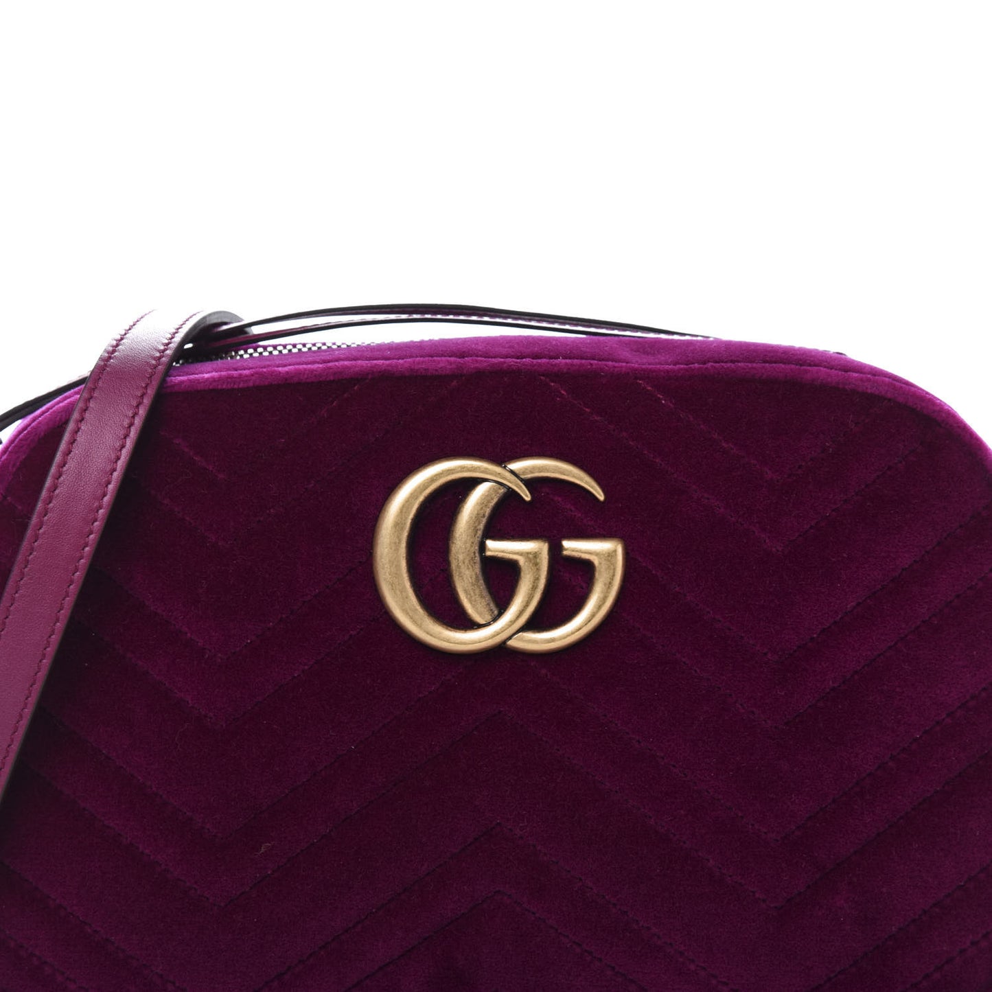Velvet Matelasse Small GG Marmont Chain Shoulder Bag Fuchsia Violet Cyclamen