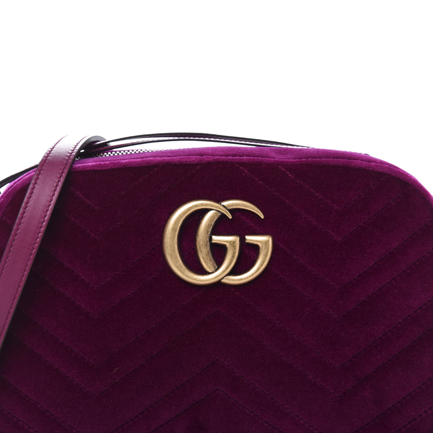 Gucci Velvet Matelasse Small GG Marmont Chain Shoulder Bag Fuchsia Violet Cyclamen 11 of 11