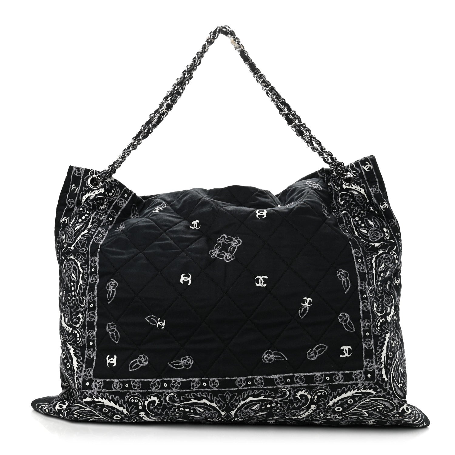 Chanel Cotton Quilted XXL Bandana Shopping Tote Blue 1 of 12