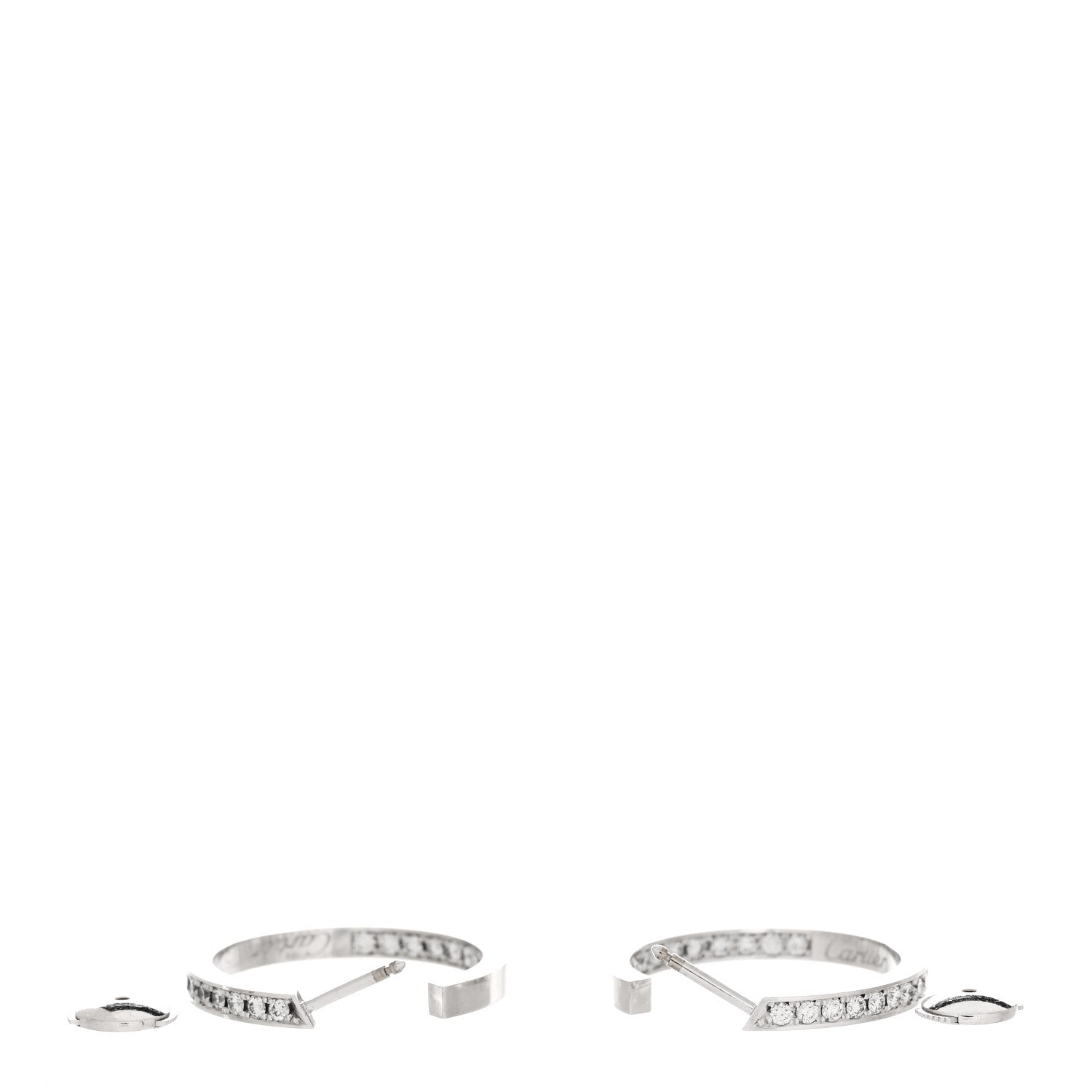 Cartier 18K White Gold Diamond MM Inside Out Hoop Earrings 3 of 5
