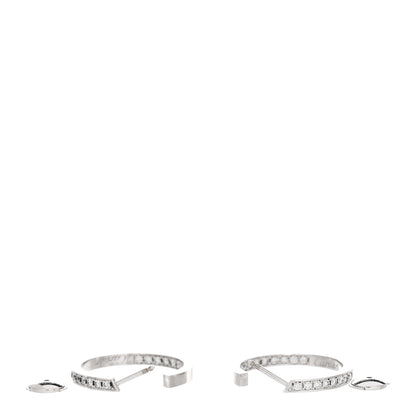 Cartier 18K White Gold Diamond MM Inside Out Hoop Earrings 3 of 5