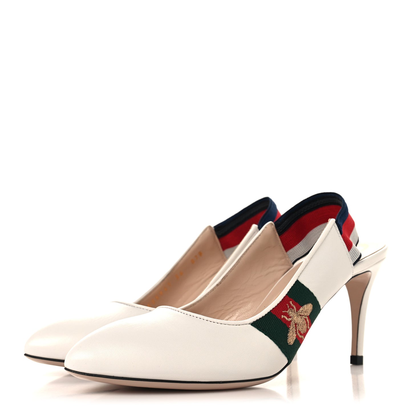 Malaga Kid Web Sylvie Mid Heel Slingback Pumps 36 White