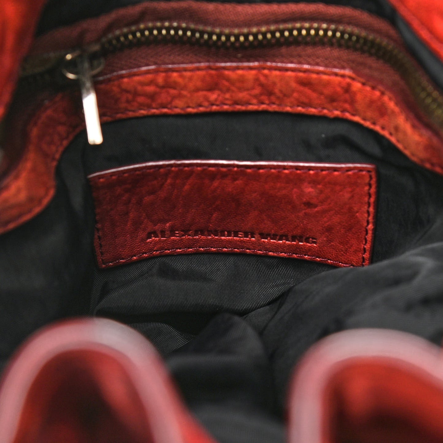 Pebbled Lambskin Diego Bucket Bag Brick Silver Hardware