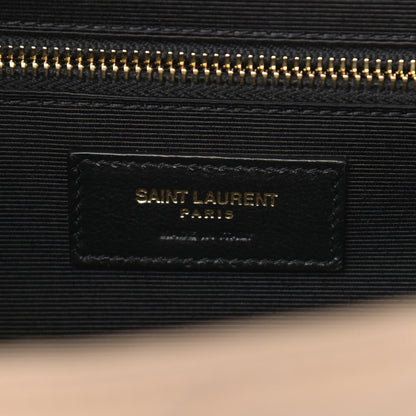 Saint Laurent Grain De Poudre Mixed Matelasse Large Triquilt Monogram Satchel Dark Beige 5 of 10