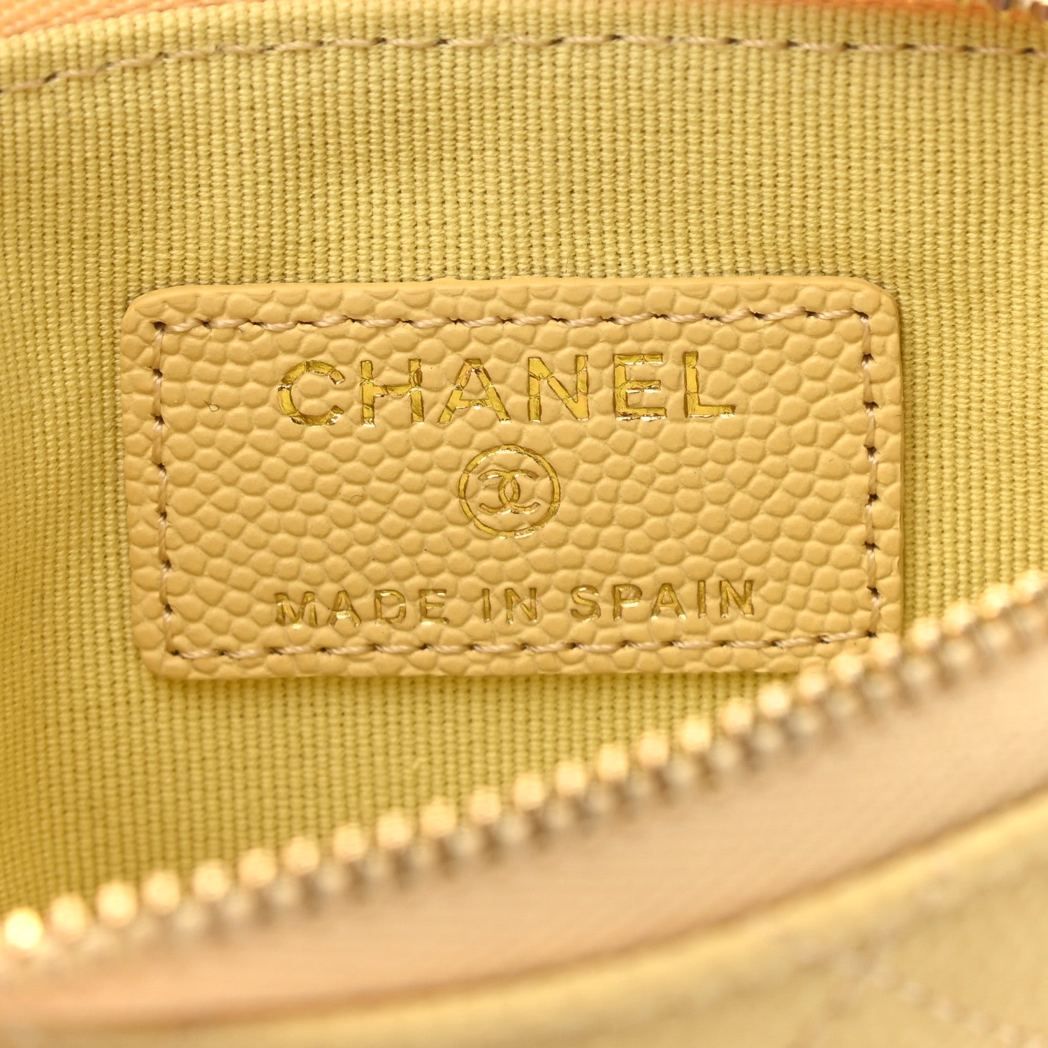 Chanel Caviar Quilted Small Cosmetic Case Yellow 6 of 8