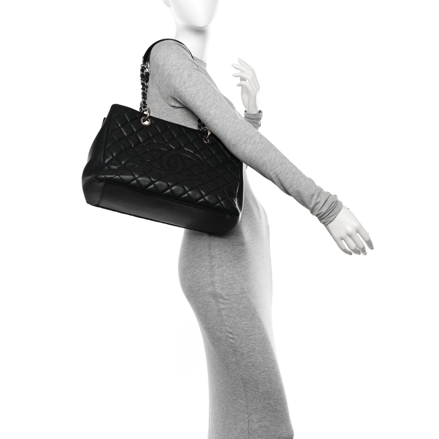 Caviar Quilted Grand Shopping Tote GST Black