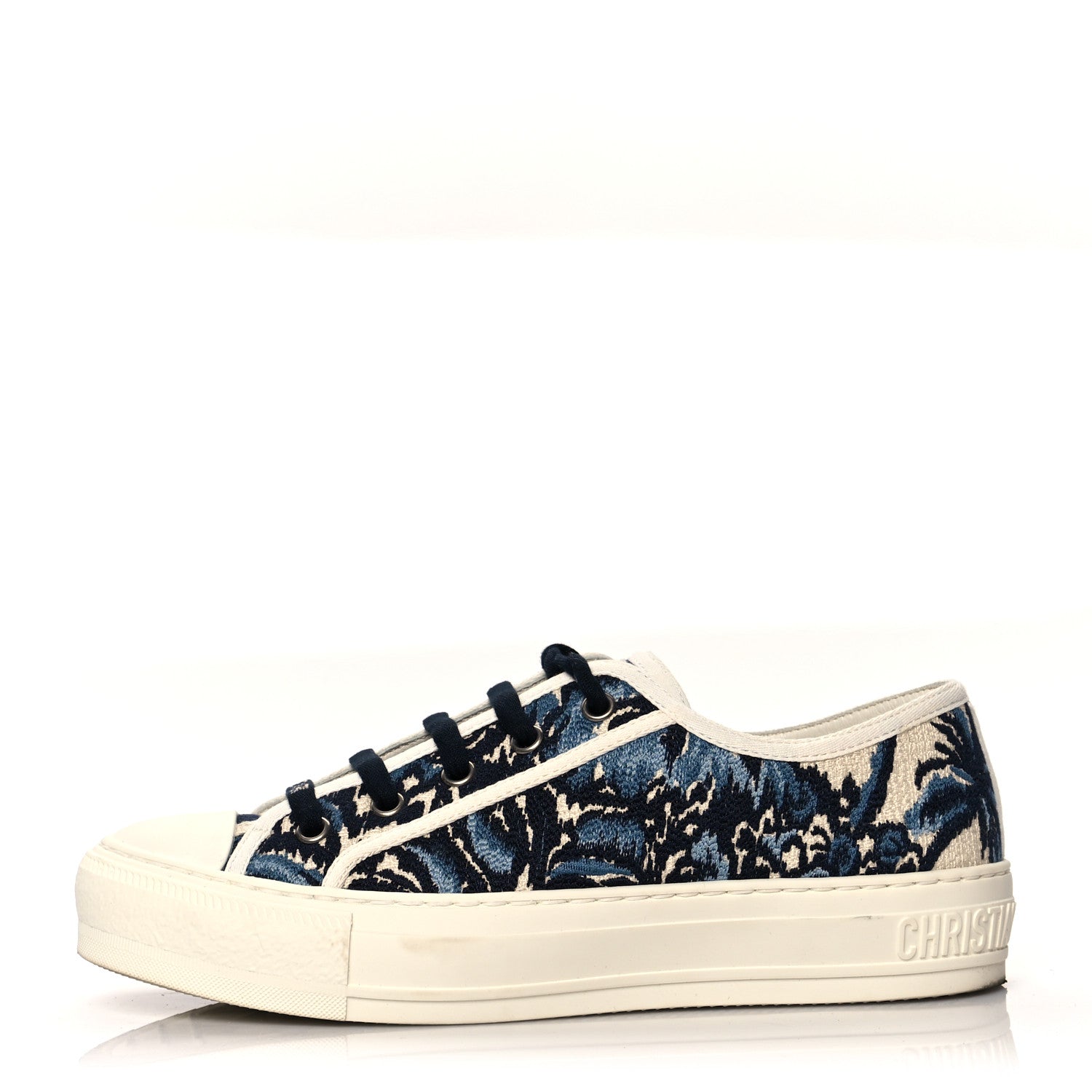 Christian Dior Canvas Palms Embroidered Womens Walk'N'Dior Low Top Sneakers 36 Indigo Blue 1 of 8