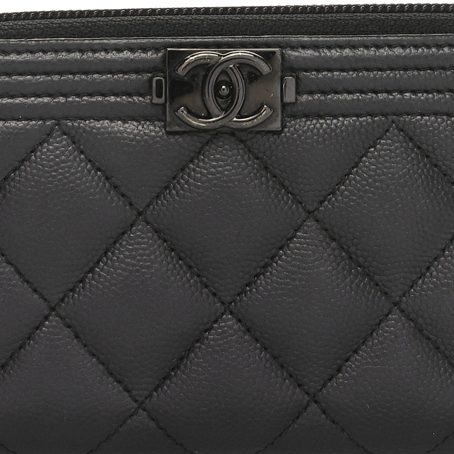 Caviar Quilted Small Boy Zip Around Wallet So Black