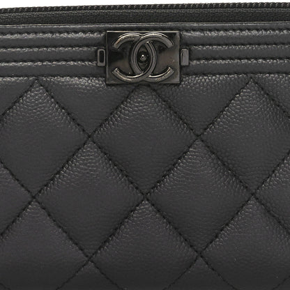 Chanel Caviar Quilted Small Boy Zip Around Wallet So Black 9 of 11
