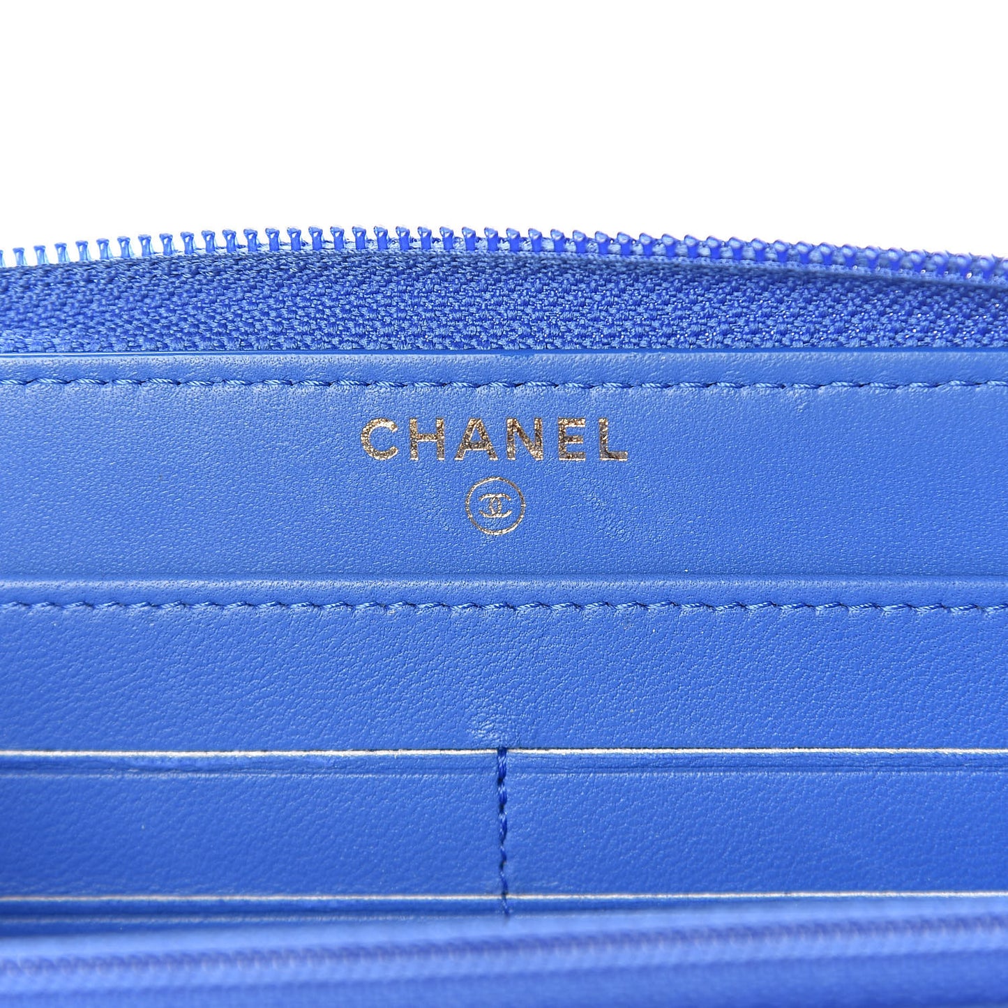 Lambskin Quilted Boy Zip Around Wallet Blue