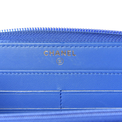 Chanel Lambskin Quilted Boy Zip Around Wallet Blue 6 of 10