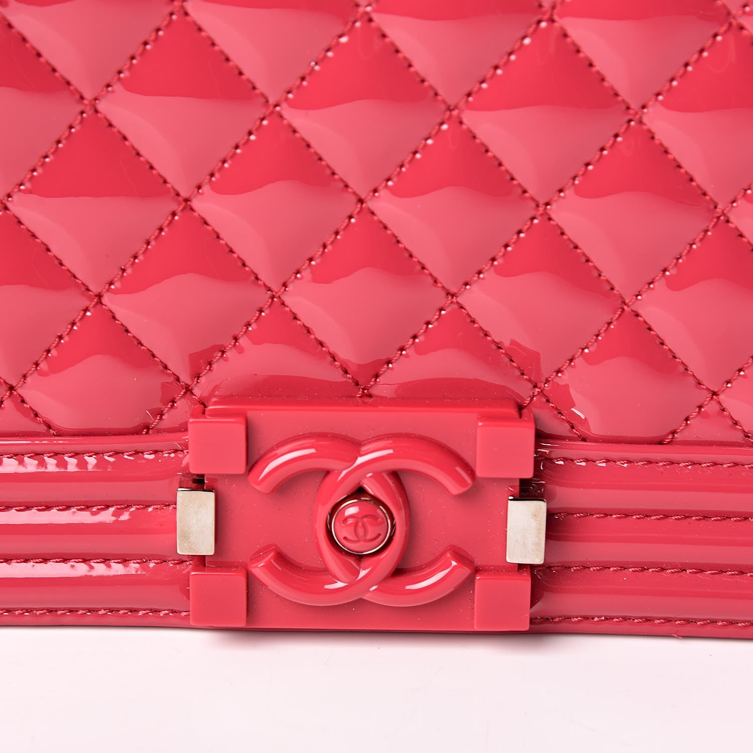 Chanel Patent Calfskin New Medium Plexiglass Boy Flap Pink 7 of 11