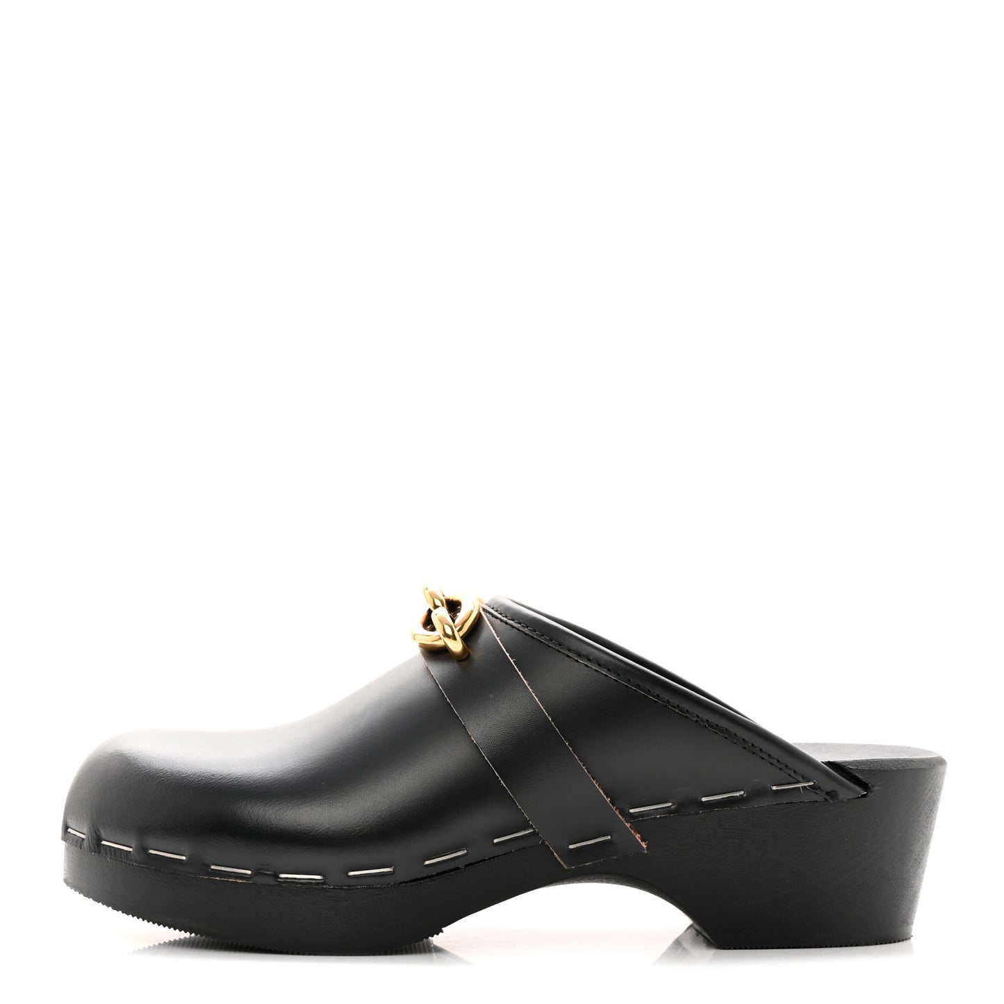 Smooth Calfskin Le Maillon Clogs 37 Black