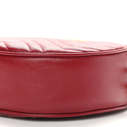 Gucci Glazed Calfskin Matelasse Heart Mini GG Marmont Round Shoulder Bag Romantic Cerise 11 of 11
