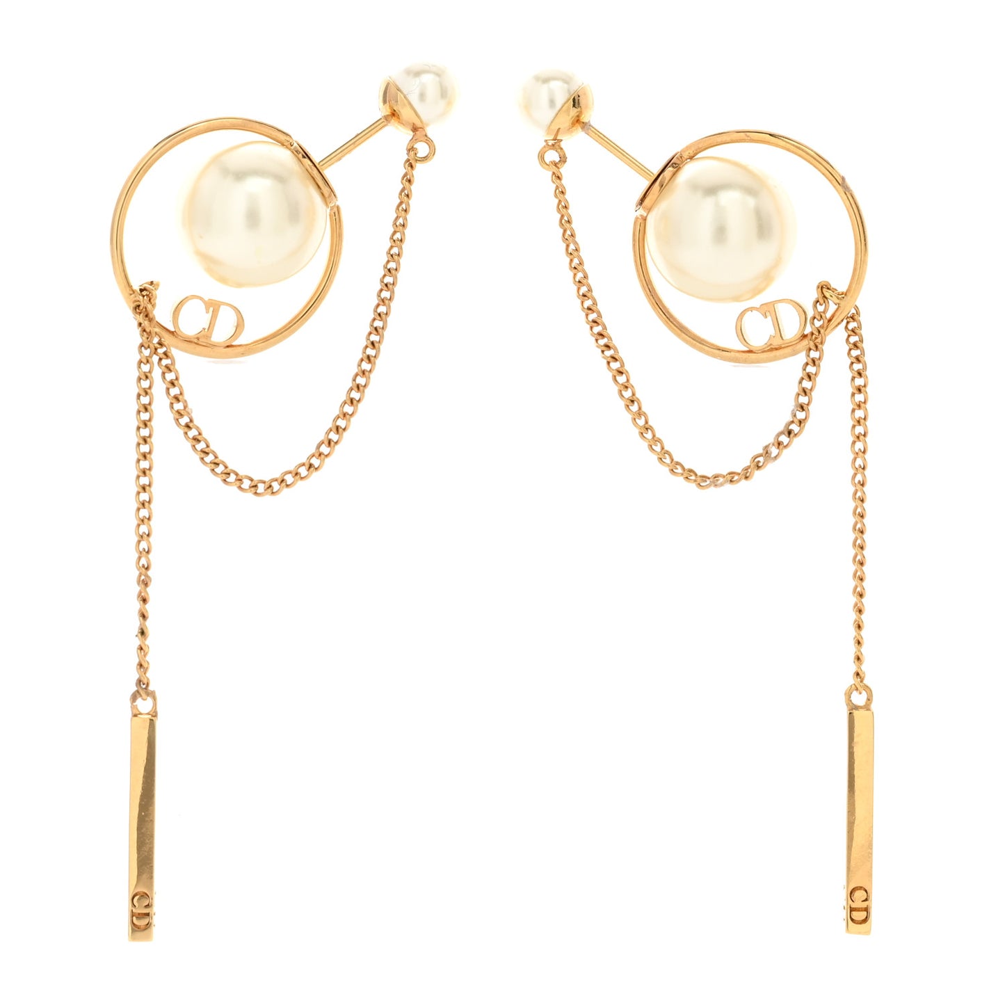 Pearl Tribales Dangle Chain Earrings Gold