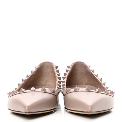 Valentino Garavani Calfskin Lacquered Monochrome Rockstud Ballerina Flats 36 Poudre 2 of 4