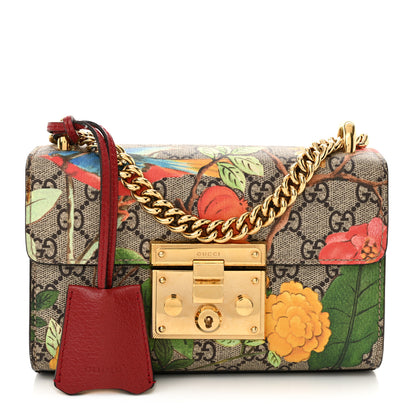 Gucci GG Supreme Monogram Tian Small Padlock Shoulder Bag Beige Multicolor New Acero 1 of 15