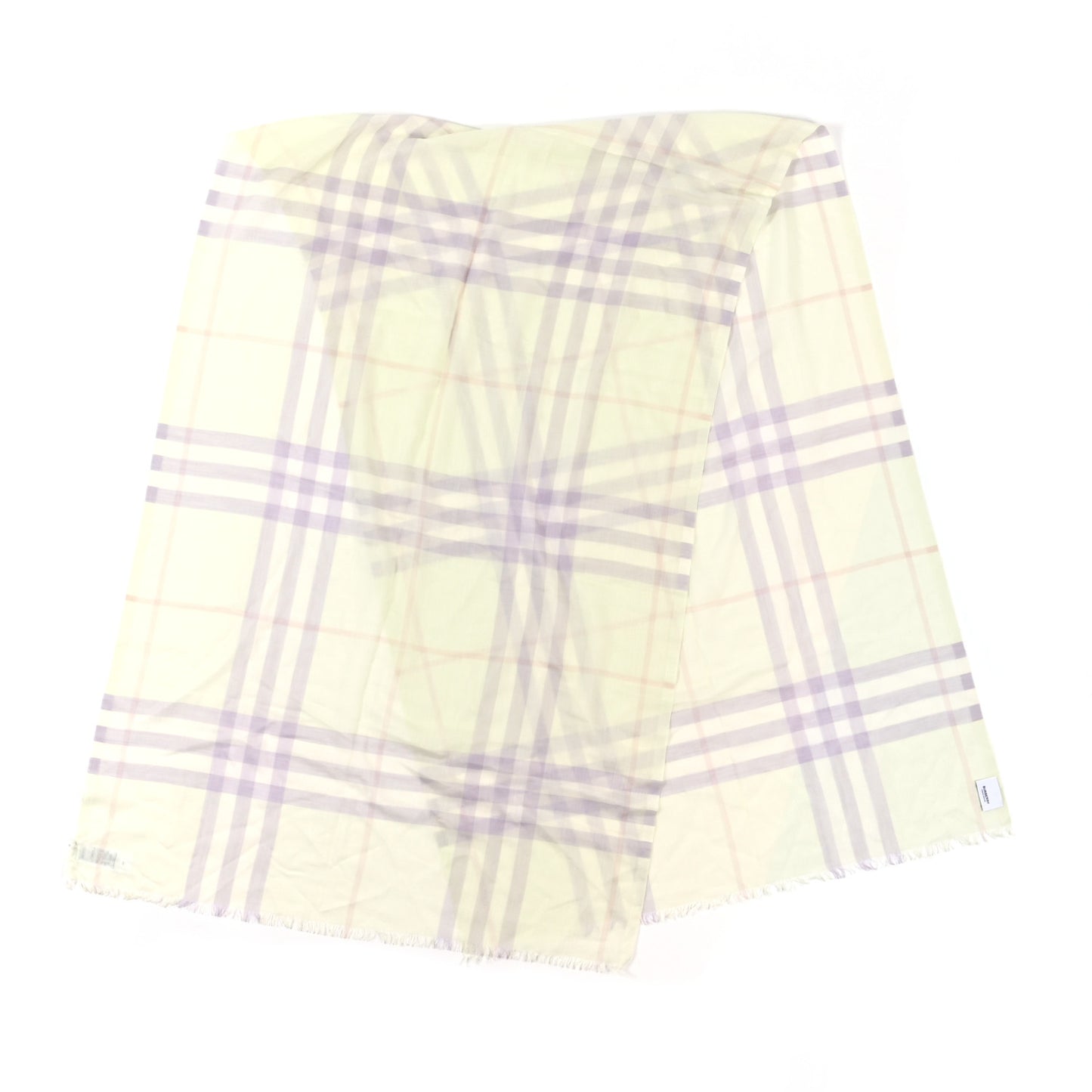 Wool Silk Giant Check Lightweight Scarf Limestone