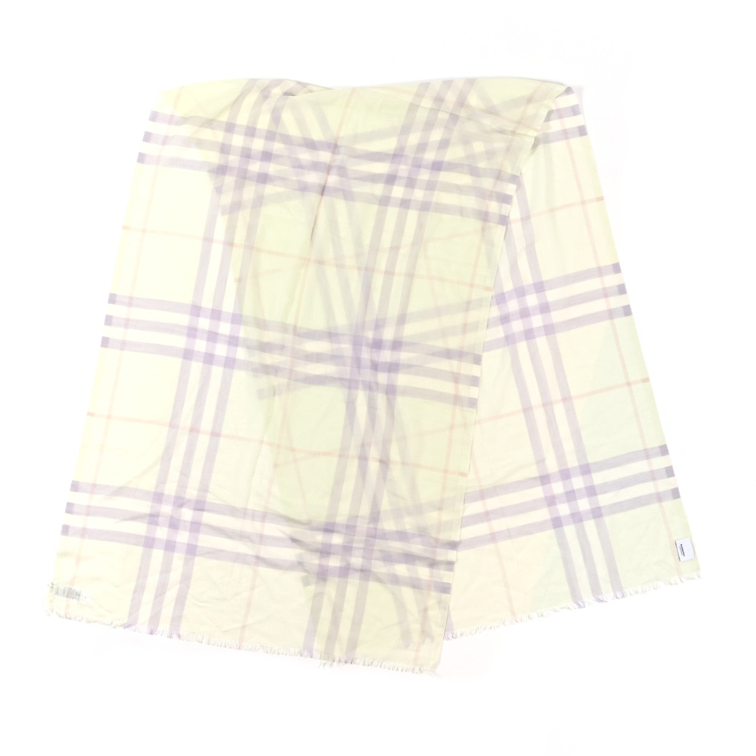 Burberry Wool Silk Giant Check Lightweight Scarf Limestone 2 of 4