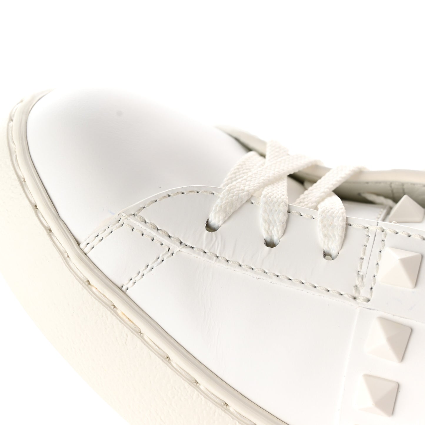 Calfskin Rockstud Untitled Open Sneakers 37 White