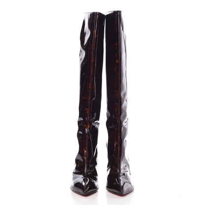 Christian Louboutin Patent Tortoiseshell 100 Tall Boots 37 Tartaruga 2 of 12