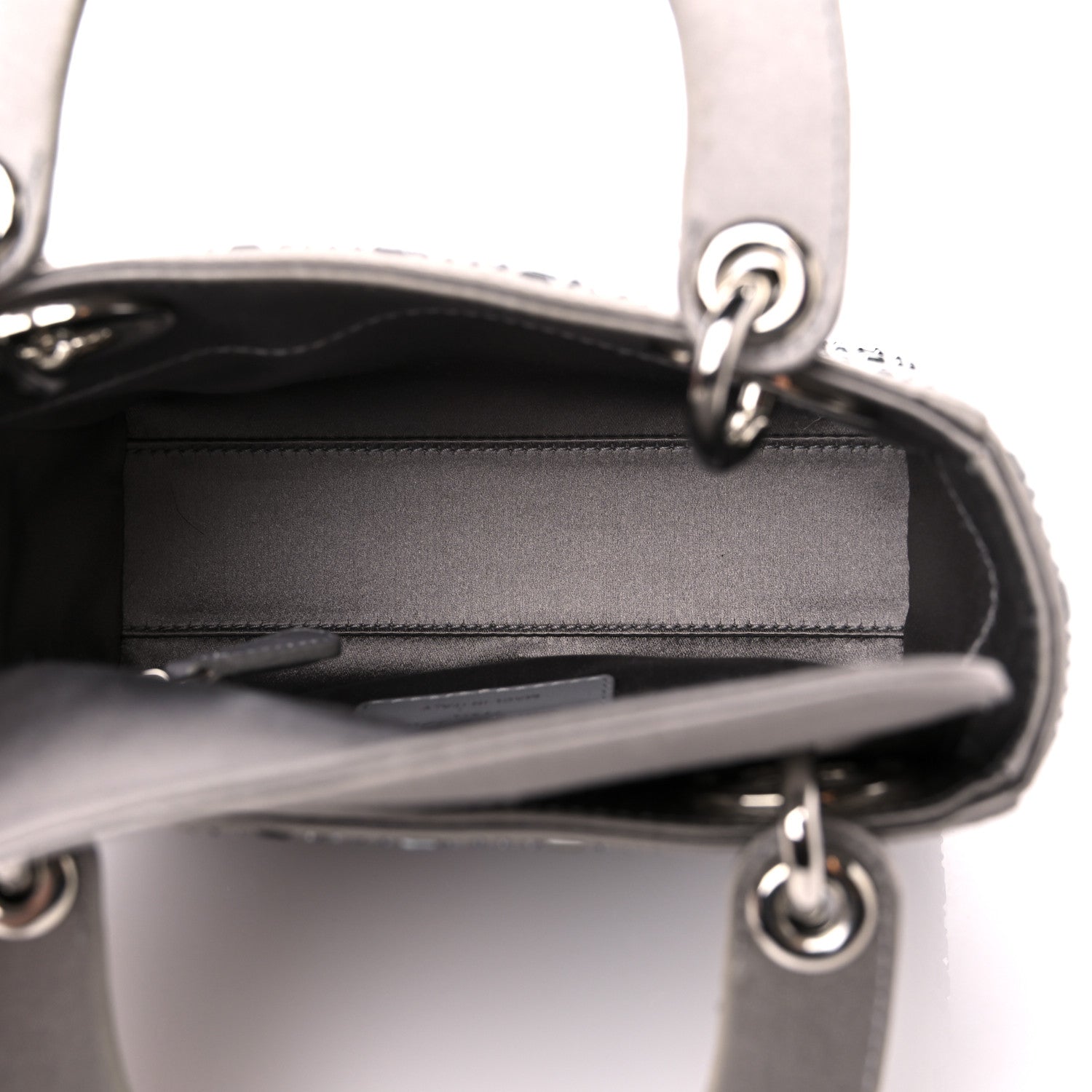 Christian Dior Satin Crystal Cannage Mini Lady Dior Gray 5 of 13