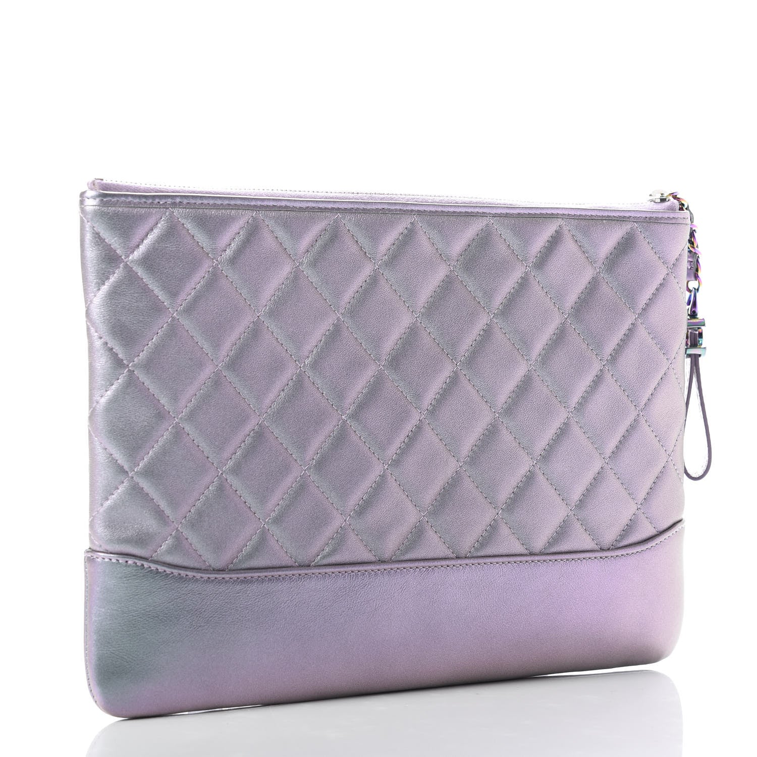 Chanel Iridescent Lambskin Quilted Medium Gabrielle Cosmetic Case Light Purple 3 of 10