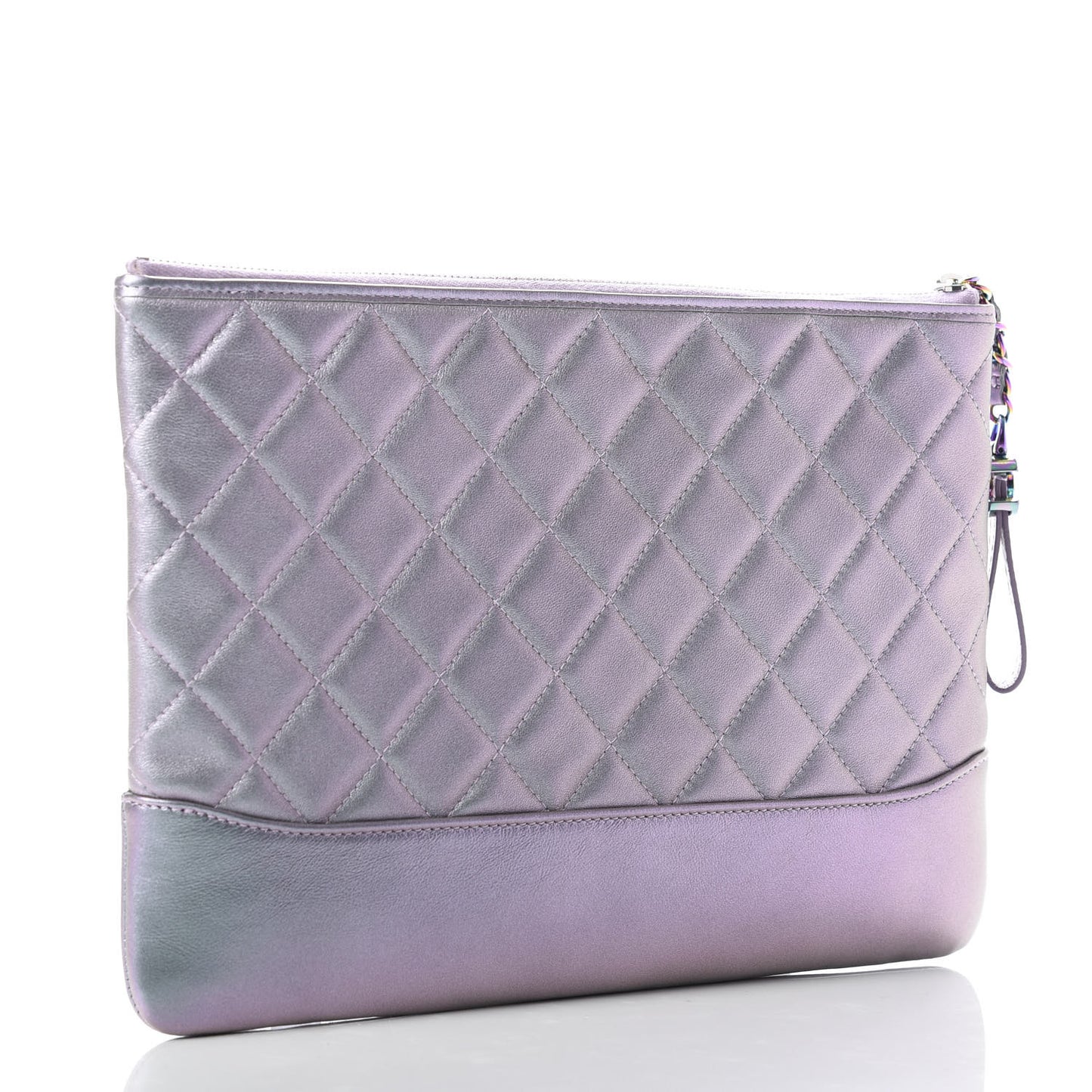 Iridescent Lambskin Quilted Medium Gabrielle Cosmetic Case Light Purple