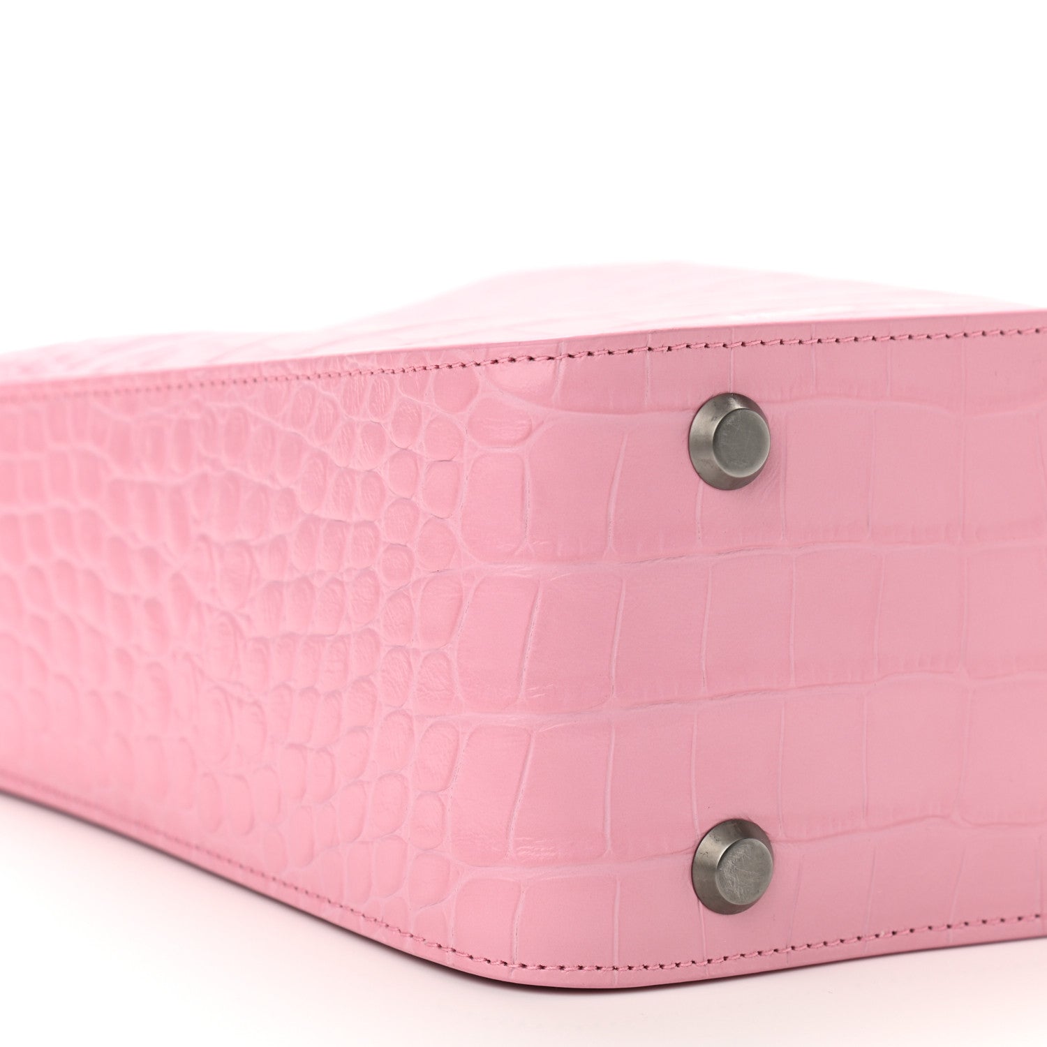 Balenciaga Calfskin Logo Crocodile Embossed XS Tool 2.0 North-South Tote Candy Pink White 6 of 11
