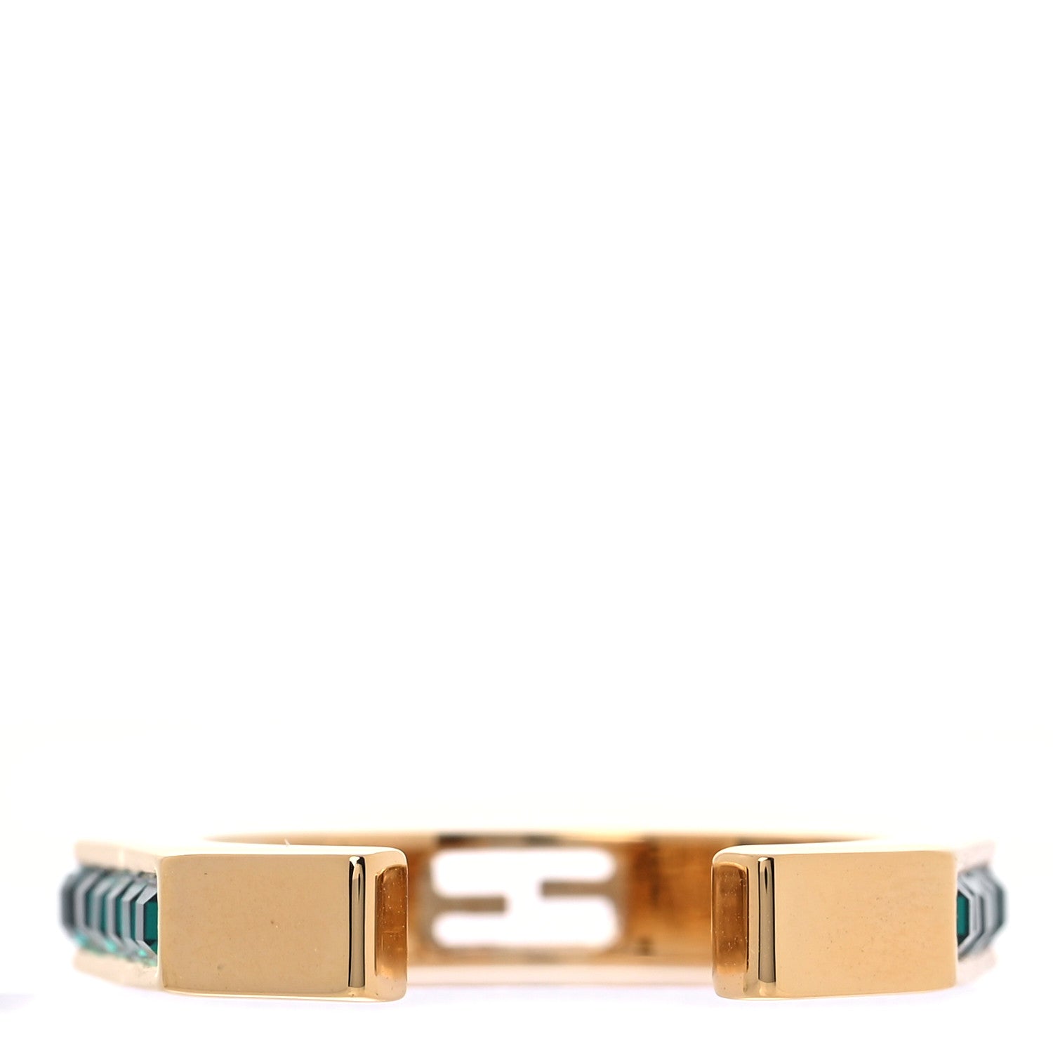 Fendi Metal Crystal F is Fendi Ring L Gold Green 3 of 6
