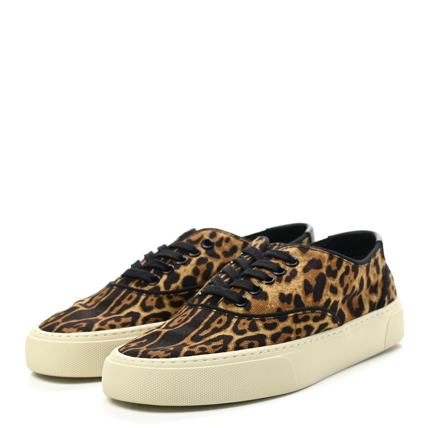 Saint Laurent Canvas Leopard Print Venice Low Top Sneakers 36 Black 3 of 8