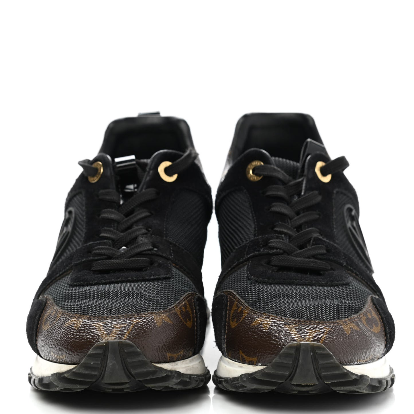 Suede Monogram Run Away Sneakers 38 Black