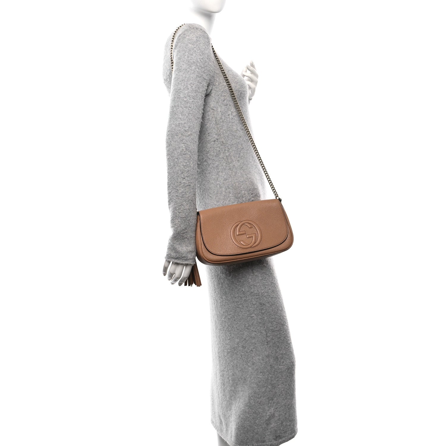Gucci Pebbled Calfskin Medium Soho Flap Crossbody Camelia 2 of 10