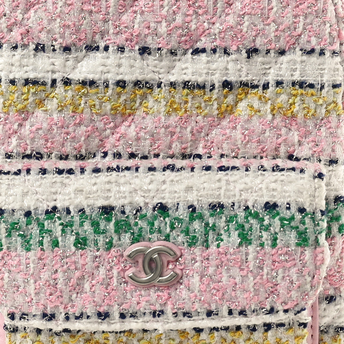 Chanel Metallic Tweed Quilted CC Mini Classic Backpack White Multicolor 8 of 10