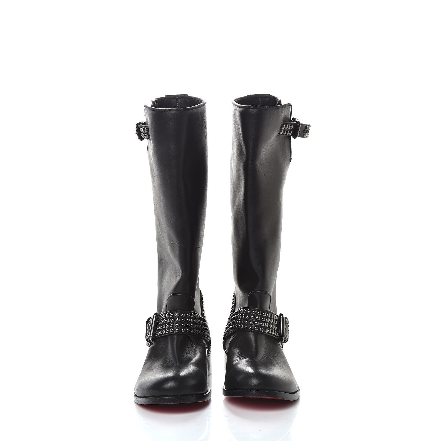 Christian Louboutin Calfskin Studded Bicloubutu 70 Boots 38 Black 3 of 9