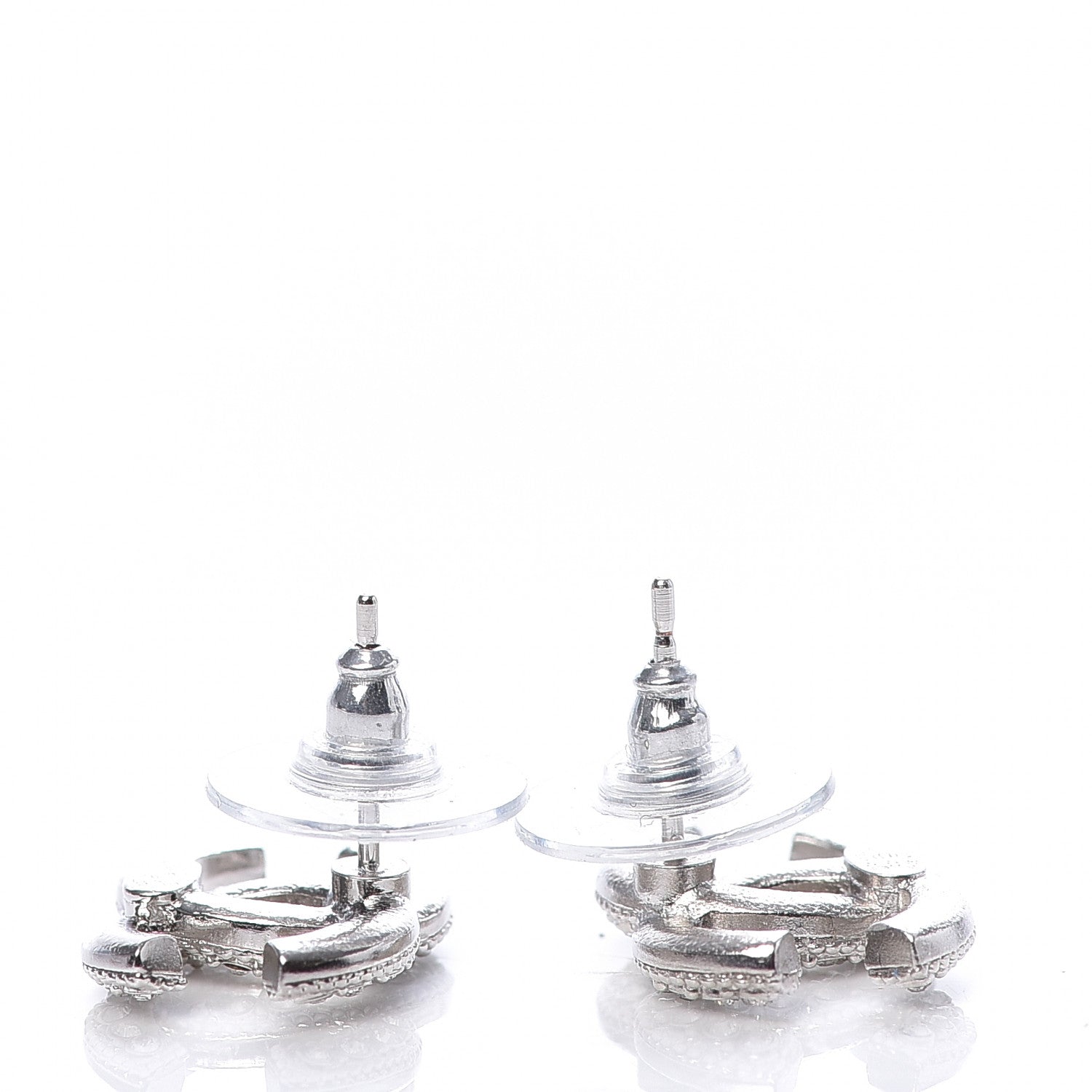 Chanel Crystal CC Earrings Silver 3 of 5