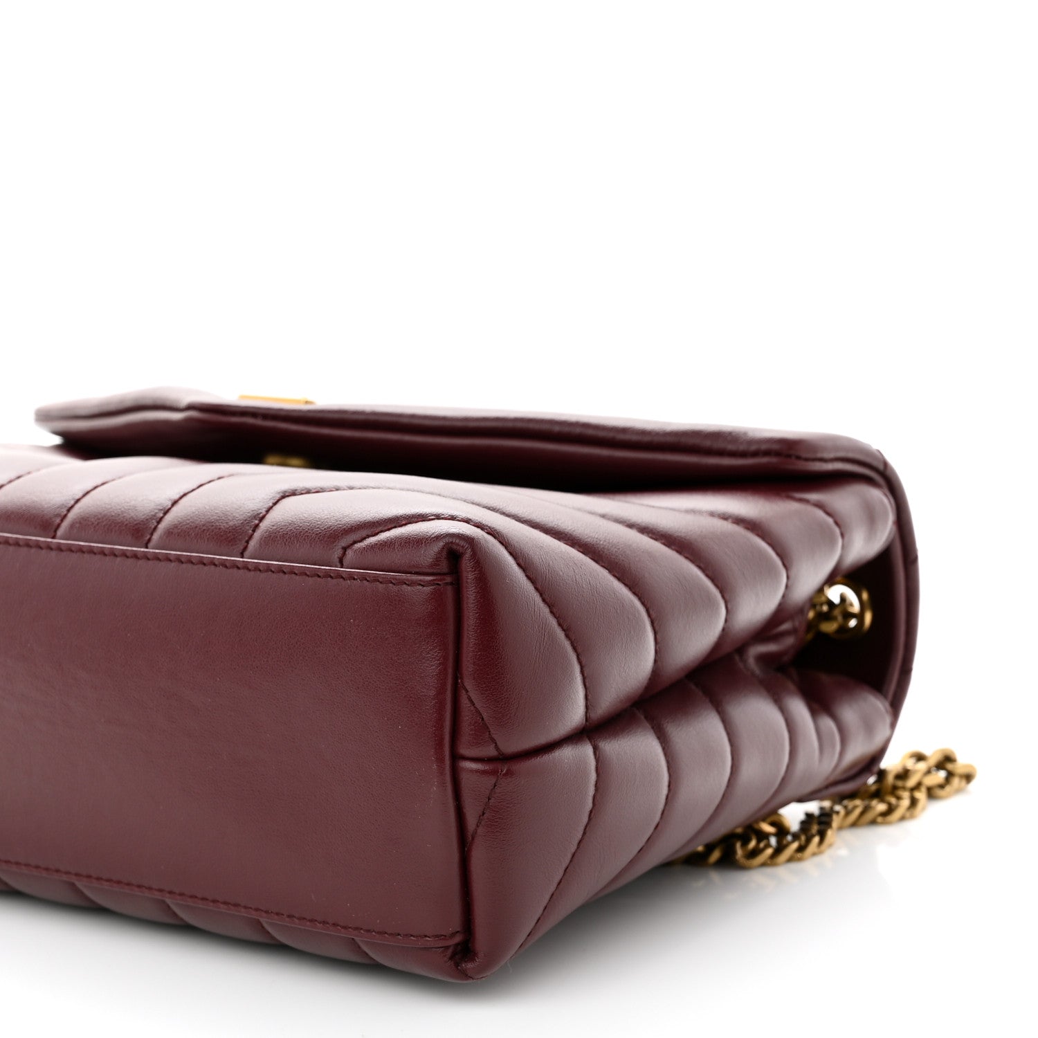 Saint Laurent Calfskin Y Quilted Monogram Small Loulou Chain Satchel Dark Legion Red 8 of 8